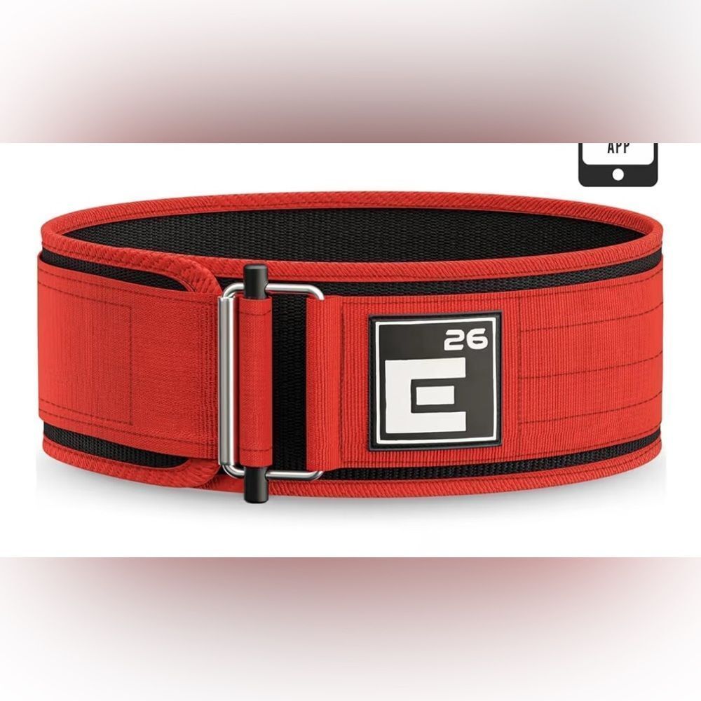 Element 26 Self-Locking Weight Lifting Fitness Belt Unisex Sizing Red